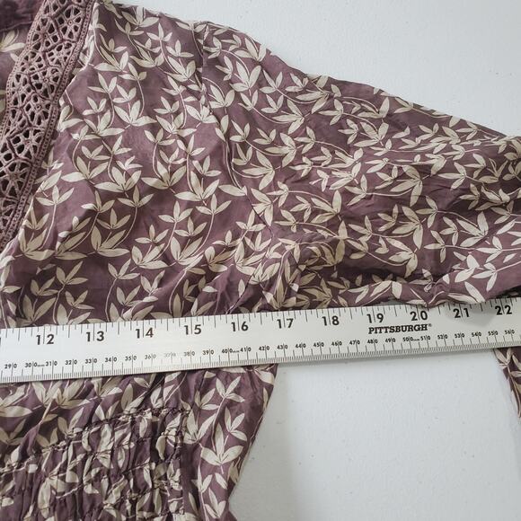 Johnny Was Blouse Womens Medium Silk Floral Boho Peasant Tunic Long Sleeve Top - Picture 6 of 8